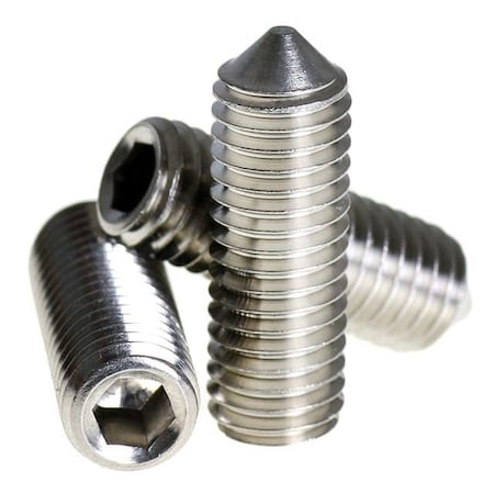 Socket Set Screw, Cone Point, 2-56 X 3/32, Stainless Steel, 18-8, Hex Socket Drive , 100PK